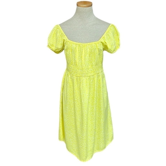 Billabong Dress Women's Large Yellow NWT Wildflower Short Sleeve A-Line Midi - Picture 1 of 16